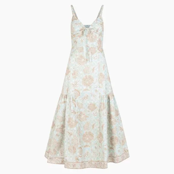 Hill House Home The Lillie Dress - Aqua Calico Trellis Size LAqua Calico Trellis